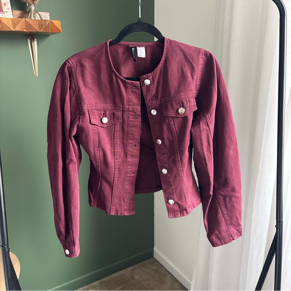 Women's Burgundy Denim Jacket